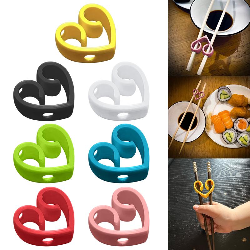 1/4Pcs Heart-Shaped Chopsticks Assistance Tool Easy Food Picking For Beginners, Suitable For Noodles, Sushi, And More, Reusable