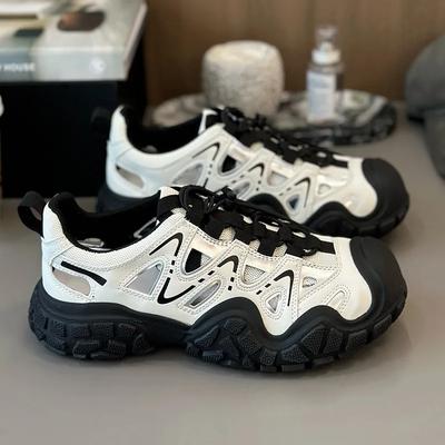 2024 Spring Women's New Outdoor Hiking Shoes Daddy Sports Shoes Platform Lace-up Sneakers for Women Luxury Mesh Breathable Shoes