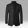 Men Woolen Coat Stand Collar Solid Color Windproof Autumn Winter Thicken Trench Coat Overcoat Business Windbreaker Streetwear