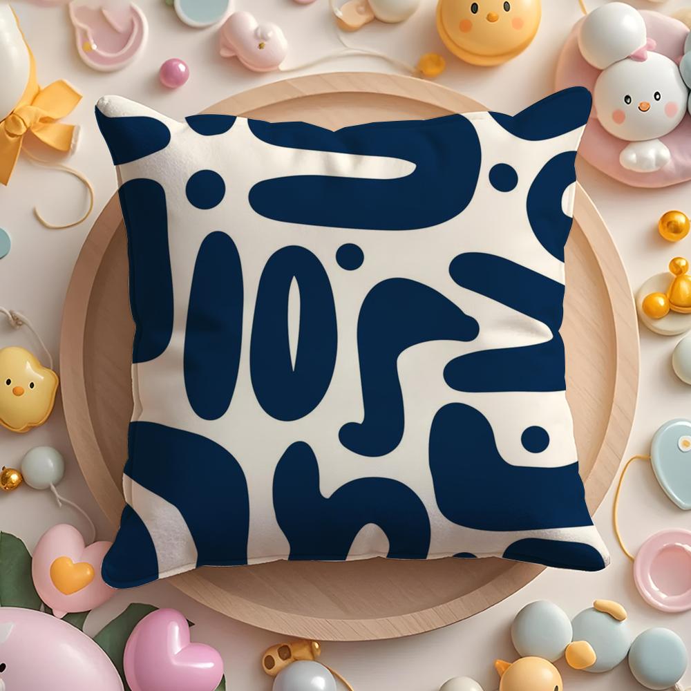 Decorative Blue Geometry Pillow Case Soft Plush Fabric Double-Sided Printed Cushion Cover Warm Winter Sofa Pillow Case