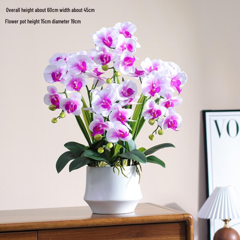 Haptik-PU Phalaenopsis Künstliches Blumengesteck für Wohnzimmer TV-Schrank Deko