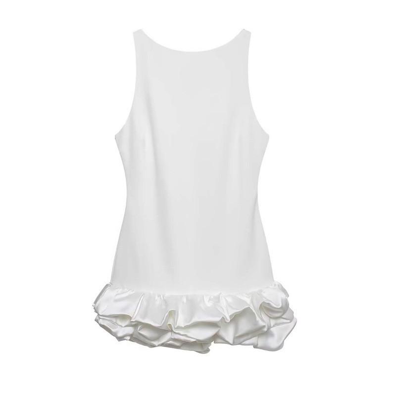 European American Women s Clothing Summer Backless Slim Flower Sleeveless Short Dress XS