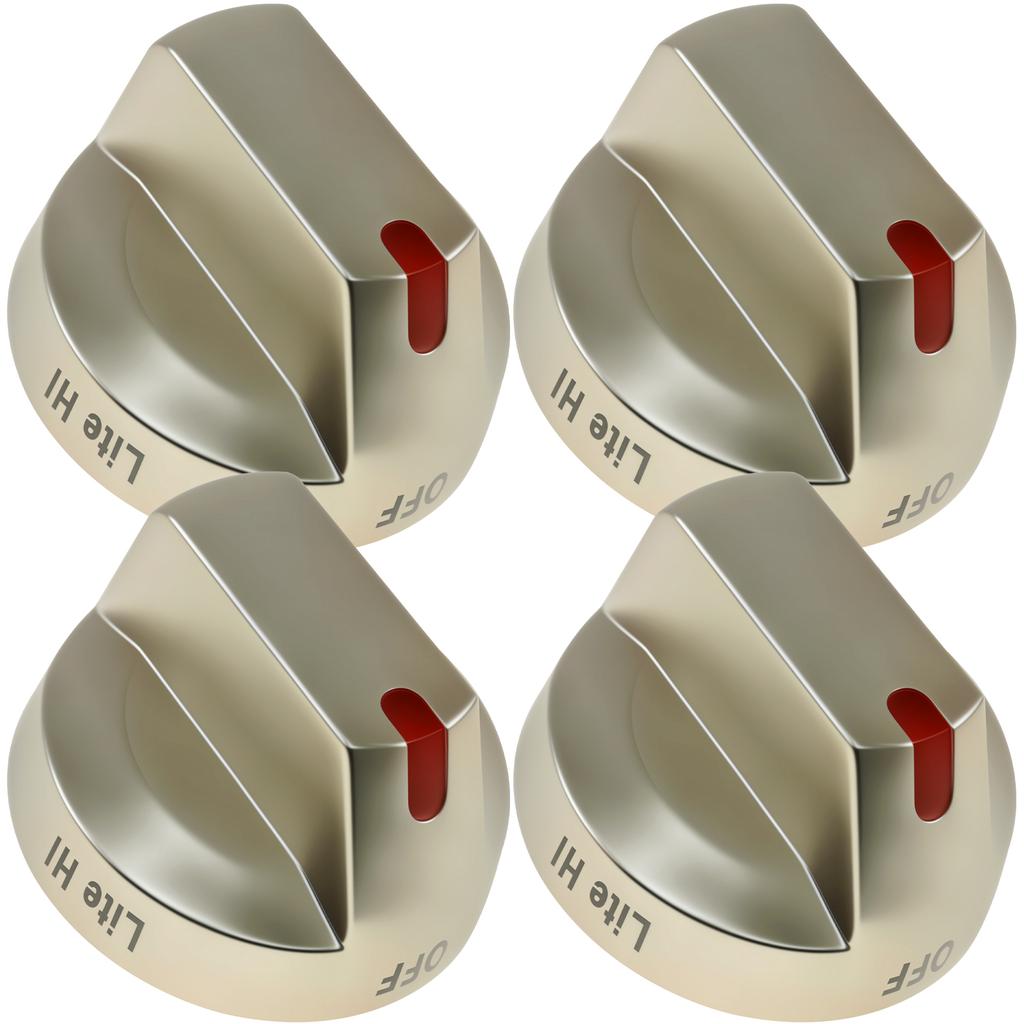 4Pcs Stove Control Knobs Stainless Steel Universal Gas Stove Replacement Control Switch Button Handle Ome Kitchen Cookers
