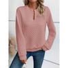 2025 Autumn/Winter Women's Solid Deep V-Neck Patchwork Long Sleeve Casual Sweatshirt