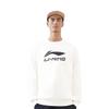 Li Ning Sports Trend Series Casual Minimalist Solid Color Round Neck Pullover Loose Sweatshirt Men Sweatshirt Off-White AWDV243-1