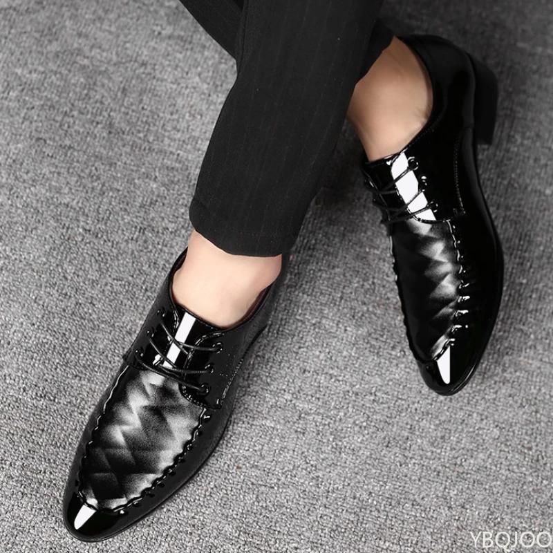 Large Size Men's Leather Shoes Casual Business Dress Shoes Versatile Comfort Wedding Loafers High Quality Lace Up Male Footwear