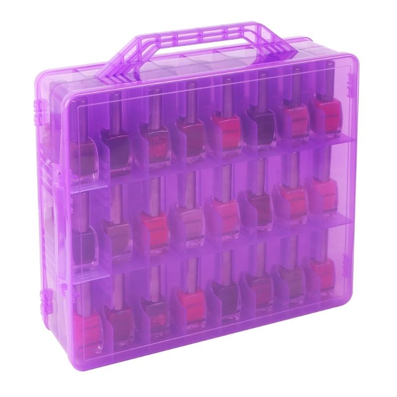

Clear Plastic Storage Box with 48 Slots for Quick Identification of Cosmetics Nail Polishes and Toy Sturdy Design фиолетовый