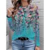 Women's T-shirt 3D Printing Green Plant Print Fashion Long Sleeve Round Neck Regular Top Holiday Weekend Spring and Autumn Y2K