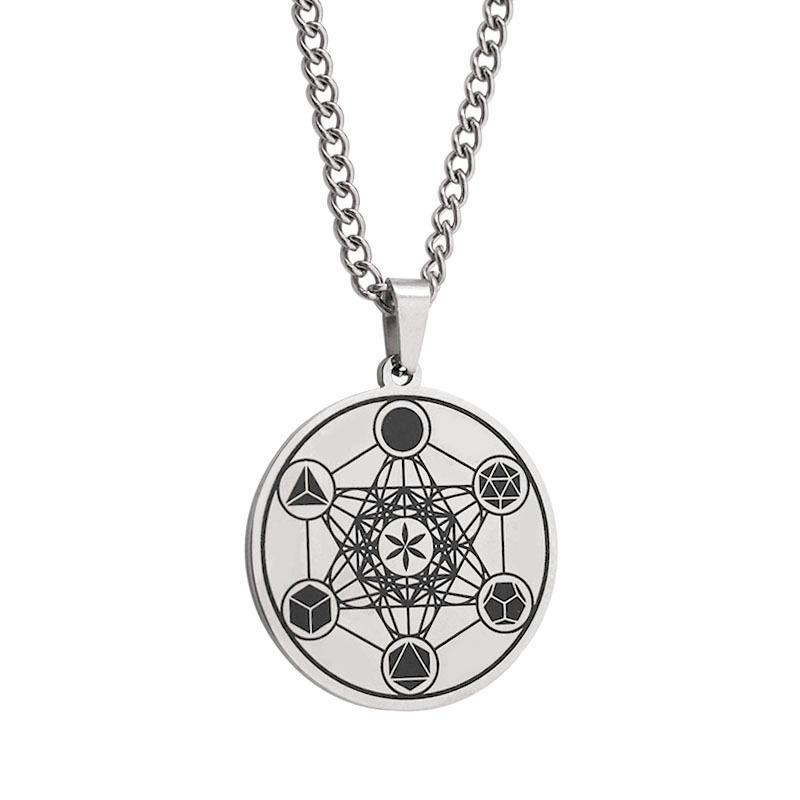 Metatron's Flower of Life Angel Solomon Pendant Titanium Steel Necklace