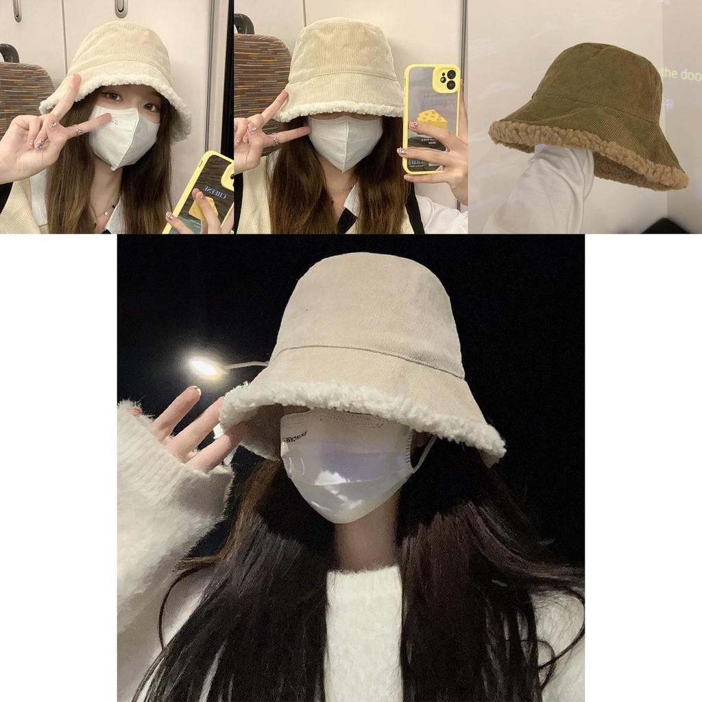 Stylish Warm Lamb Wool Bucket Hat For Winter Cute Cozy Fuzzy Fisherman Hat For Women