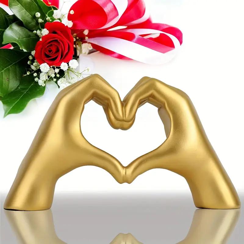Statua Mano Cuore Resina Astratta Mano Amore Figurine Camera da Letto Casa Desktop Decorazione Matrimonio Regalo Anniversario per Moglie