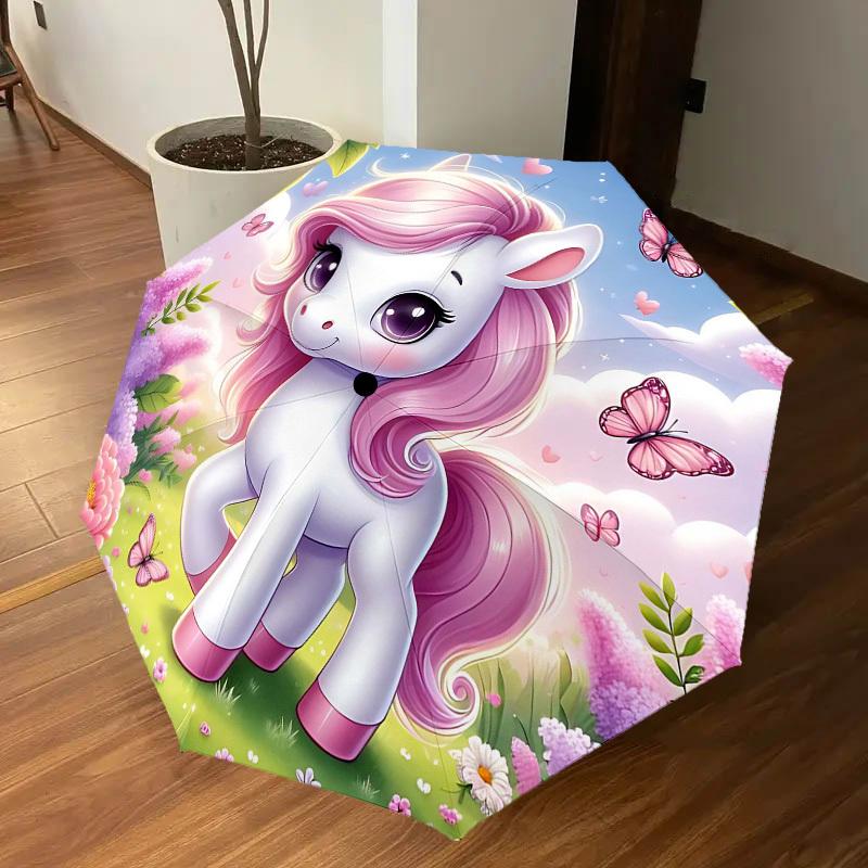 1PC Unicorn Fantasy Umbrella-8-Rib Reinforced Portable Folding Travel Suitable for All Seasons Outdoor Daily Use-J320
