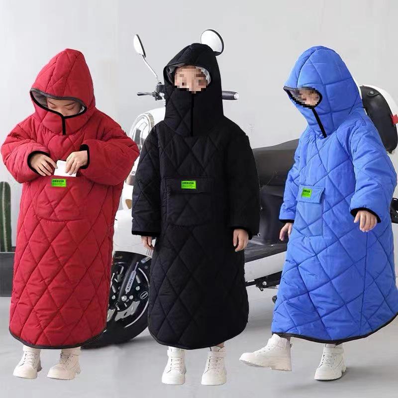 Winddichte Winter Fleece-Gevoerde Motorfiets Achterzittinghoes voor Kinderen