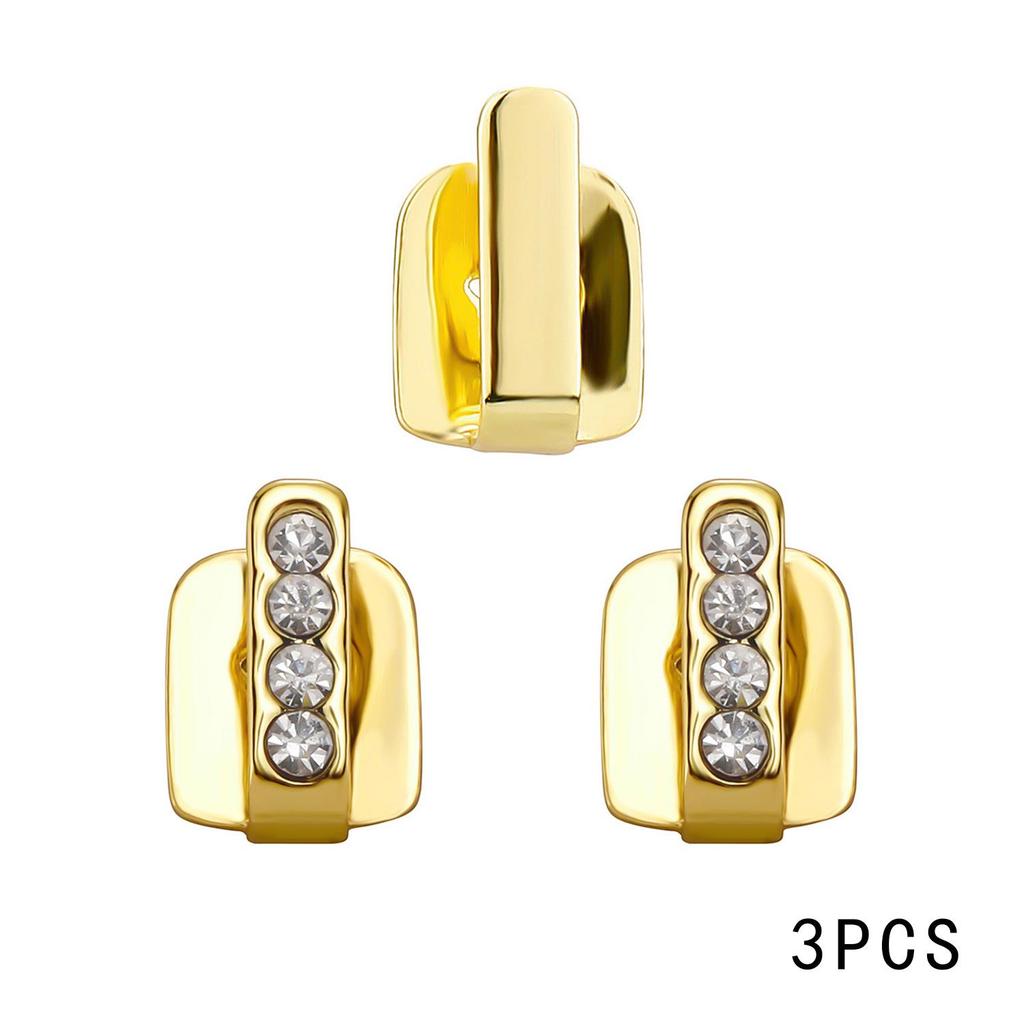 HIPHOP Gold Teeth Grills Set: 3-Piece Interdental DIY Kit & Hot-Selling Cross-Border Hip Hop Style.