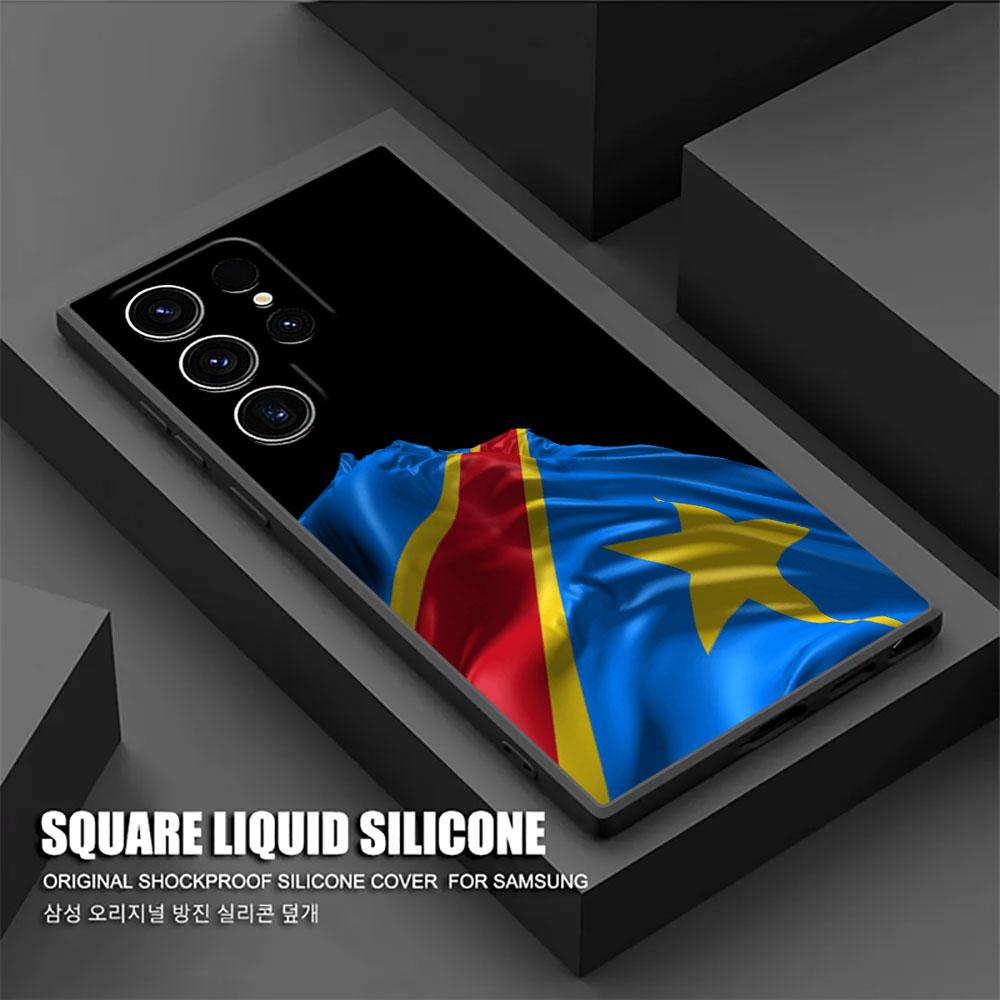 Phone Case For Samsung Galaxy S24 Ultra Case S23 S21 S20 FE S22 Plus Note 20 Ultra Silicone Cover Democratic Republic Congo Flag