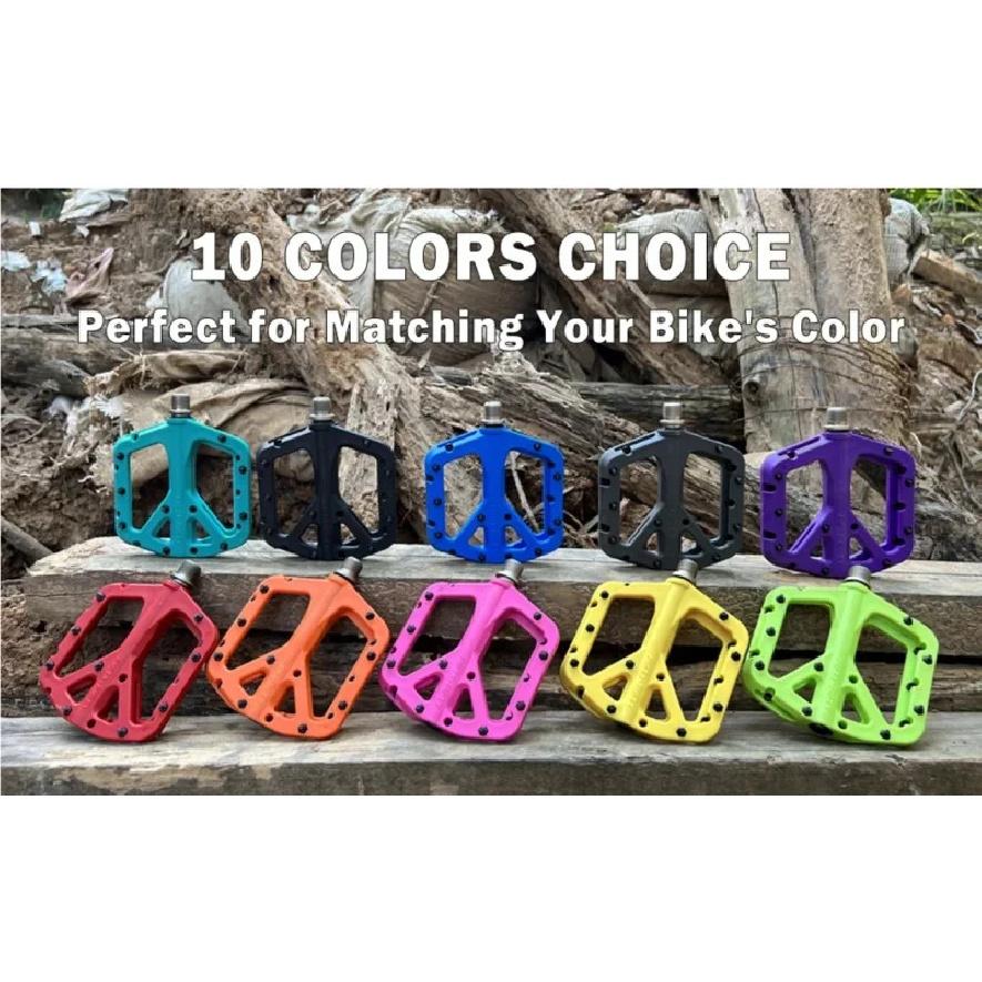 FIFTY-FIFTY MTB Bike Pedals, Non-Slip MTB Nylon Composite Pedal, 9/16" Lightweight and Wide Flat Platform Pedals
