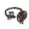 Dark Gothic Y2K Cat Full Diamond Zir*****Pen Ring Sweet Cool Niche Premium Sense Stacked Ring
