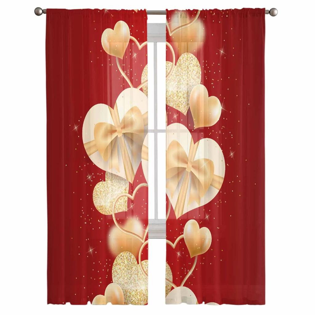 Regalo d'amore di San Valentino Tende in Tulle per Soggiorno Tenda Trasparente per Camera da Letto Cucina Tende a Rullo Tende in Voile
