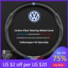VW GTI GOLF 2026 Hot For VW VOLKSWAGEN Car Carbon Fibre Steering Wheel Cover Anti Slip Steer Handle Caps For VW GTI Scirocco Pol