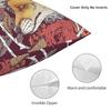 Red Fox Roses Bloom Square Pillowcase Polyester Linen Velvet Pattern Zip Decorative Room Cushion Case