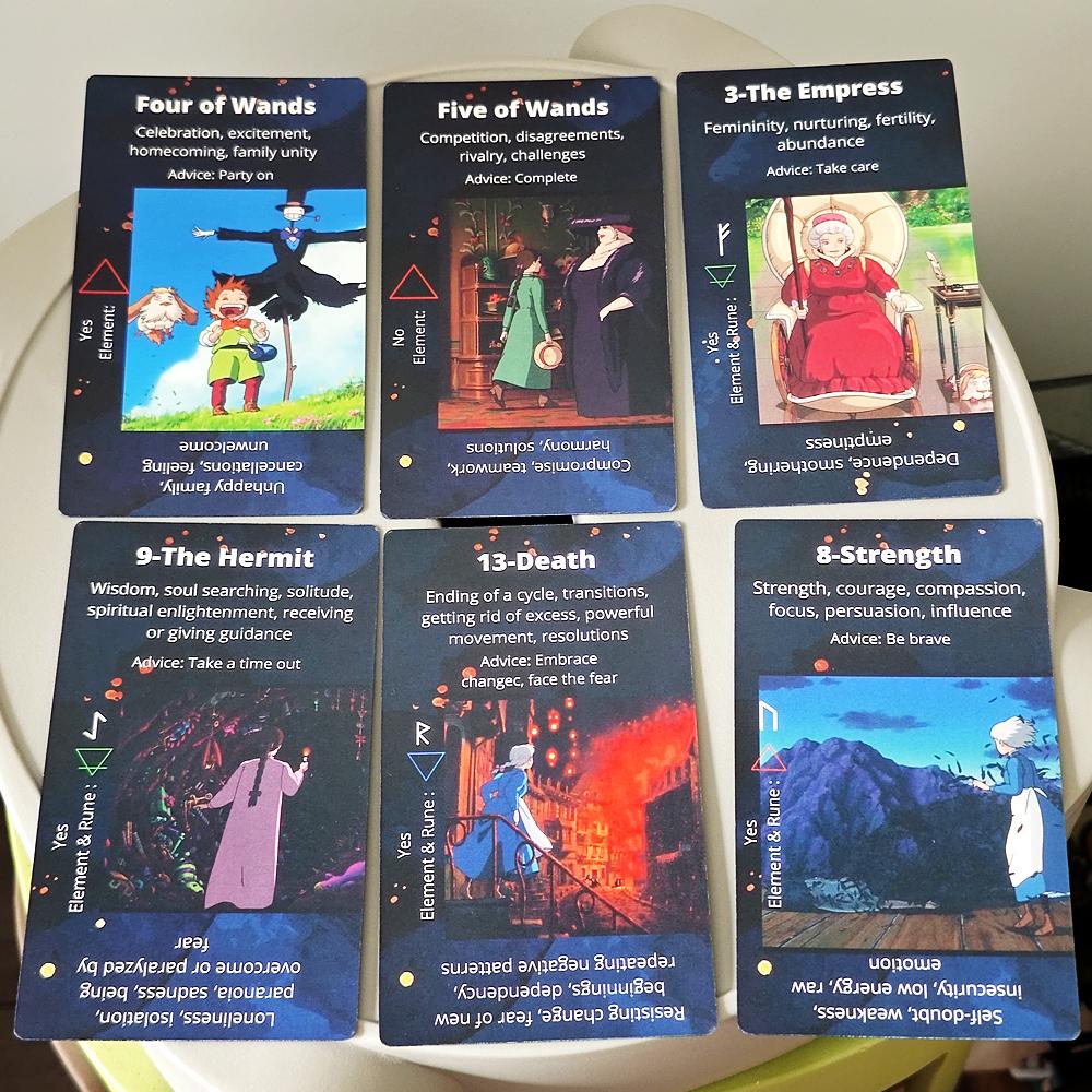 12*7cm H.ER Tarot Japanese Anime Themed 78 Pcs Cards Based On Howl's Moving Castle Ghibli Style Positive and Negative Keywords