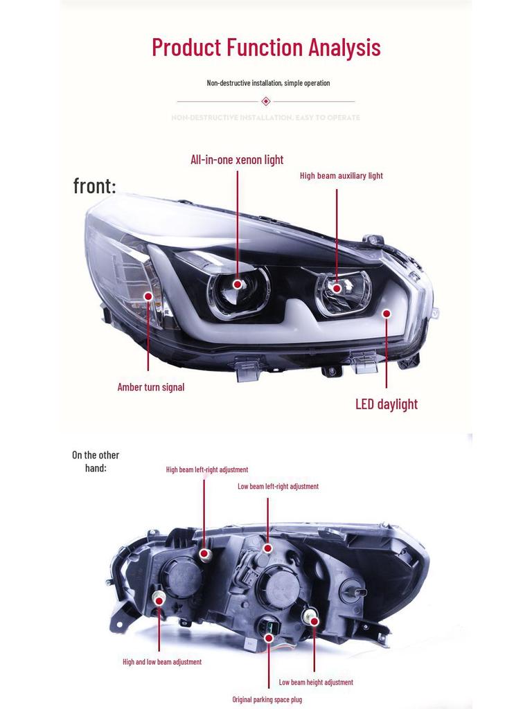 12-15 Great Wall M4 Haval H1 Bi-xenon Projector Headlight with LED Daytime Running Light Assembly
