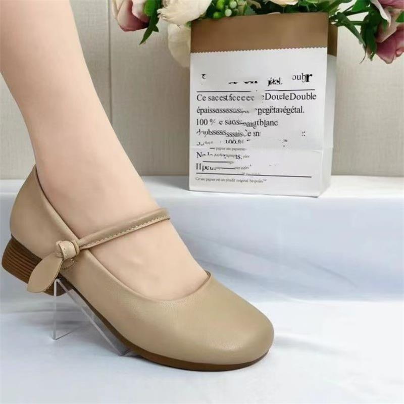 Spring and autumn soft leather soft-soled single shoes women's leather shoes 2025 new mother shoes comfortable Jane shoes shallow mouth Mary Jane shoe