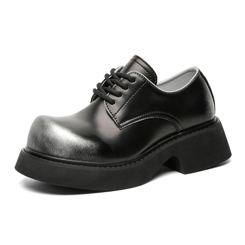 Fashion Men Leather Casual Shoes Thick Bottom Height Increase Shoes Luxury Brand Business Formal Shoes for Unisex Lace-up Dress Shoes