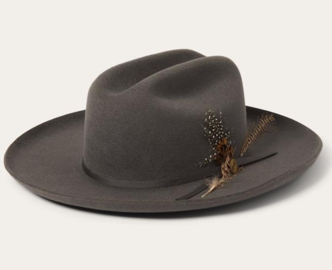 

Цилиндр из чистой шерсти, фетровая шляпа в джинсовом стиле, модный цилиндр с перьевым украшением L（58-60cm） серый