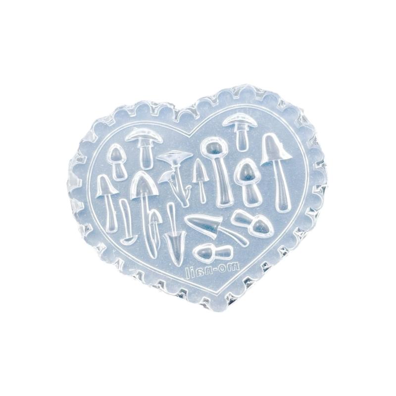 Silikon Nagelkunstform mit Pilz-, Ahornblatt-, Herzmustern für DIY Maniküre-Design, wiederverwendbare Vorlage