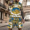 Summer Men's T-Shirt Set Gold Pattern 3D Print T-shirt Shorts 2-piece Set Elegant Casual Clothes Street Baroque T-shirt top