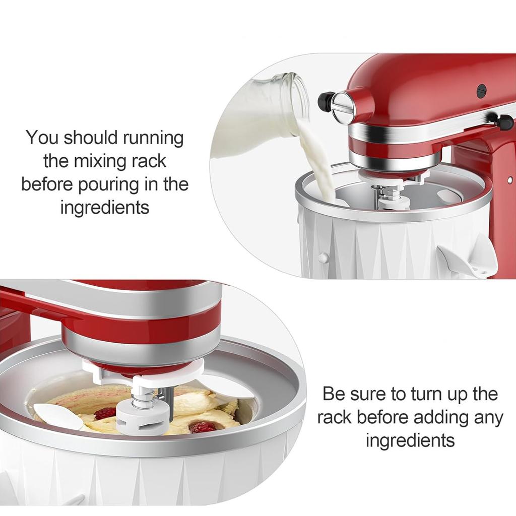Ice Cream Machine Attachment for Tilt Head Stand Mixer Ice Cream Drive Assembly Sorbet Gelato Maker Accessories