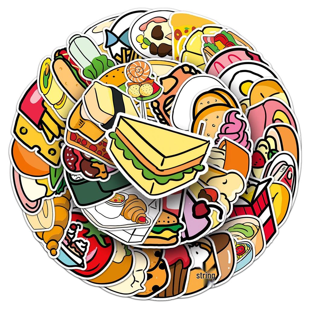 108 Cartoon Food Stickers - Fresh Ins Style for DIY Suitcase, Scooter & Fridge Decor