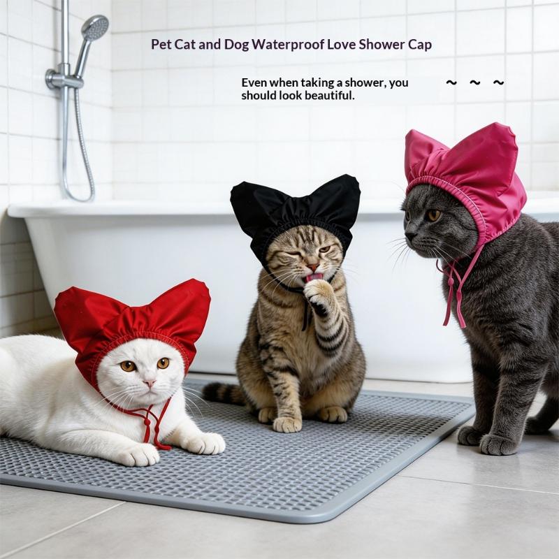 Verstellbare Wiederverwendbare Duschhaube für Katzen & Hunde Wasserdichter Haustier-Badehut für den täglichen Gebrauch