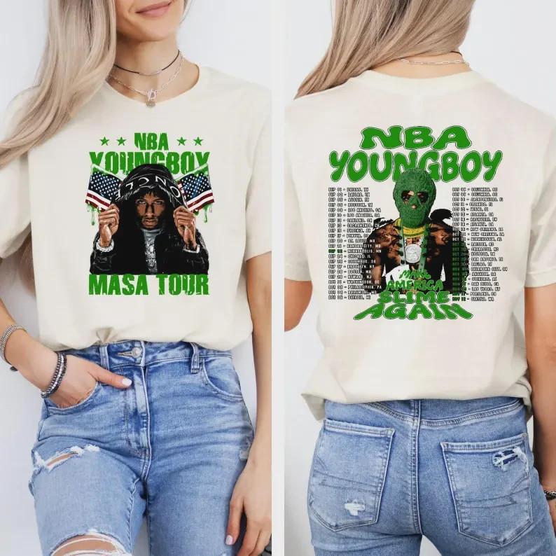 NBA Youngboy masa 2025 tour Graphic Tee, Rap Hip Hop Music Shirt, Vintage Style Unisex T-Shirt S