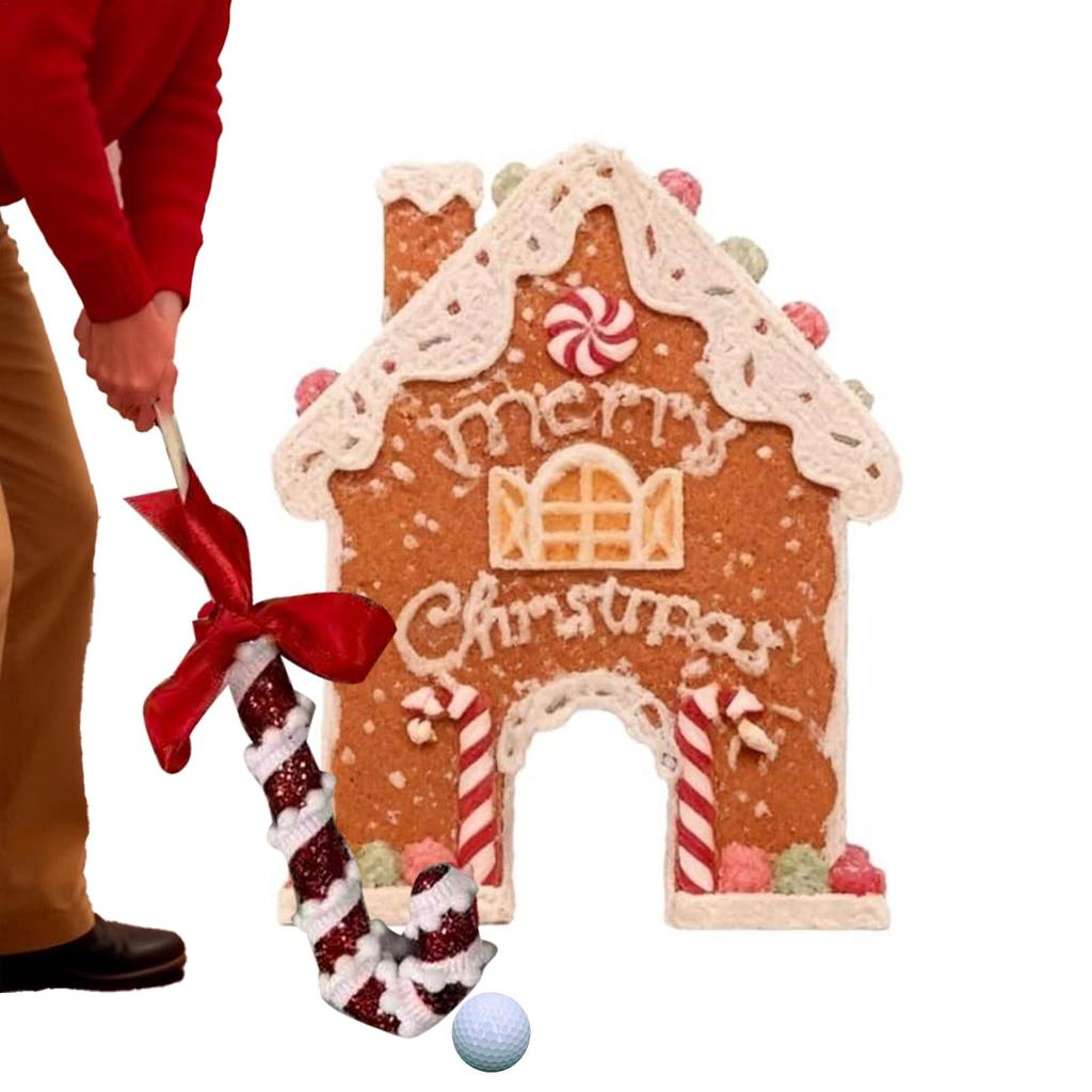 Candy Cane Club Gingerbread Golf Game Set Golf Balls Portable Design Indoor Golf Set Miniature Golf Set Family Activity