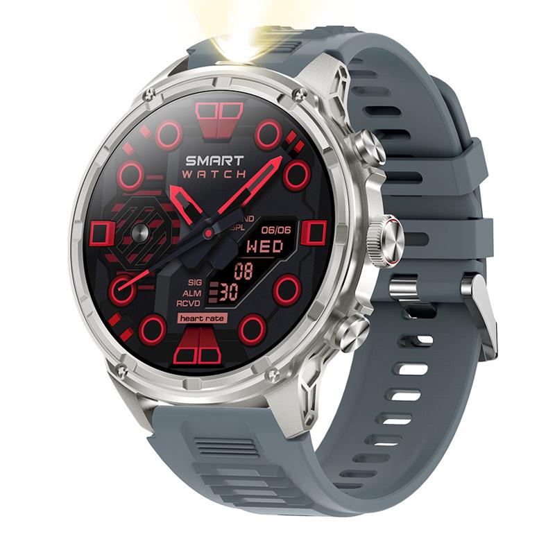 Herren Smartwatch V99 Outdoor Fitness Sport Tracker LED Taschenlampe Bluetooth Anrufe Smartwatch 710mAh Großer Akku