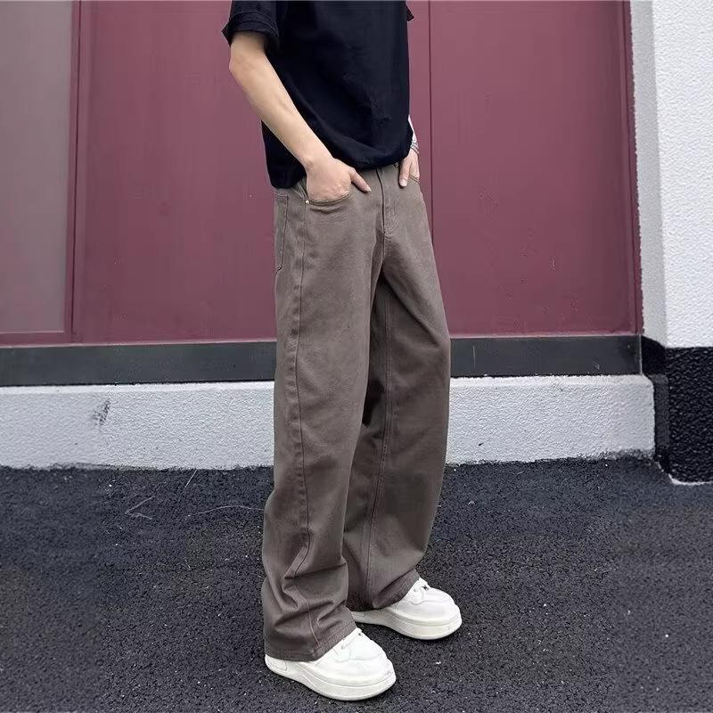 Spring and Autumn New American Retro Brown Jeans Men's Trendy Loose Straight Pants