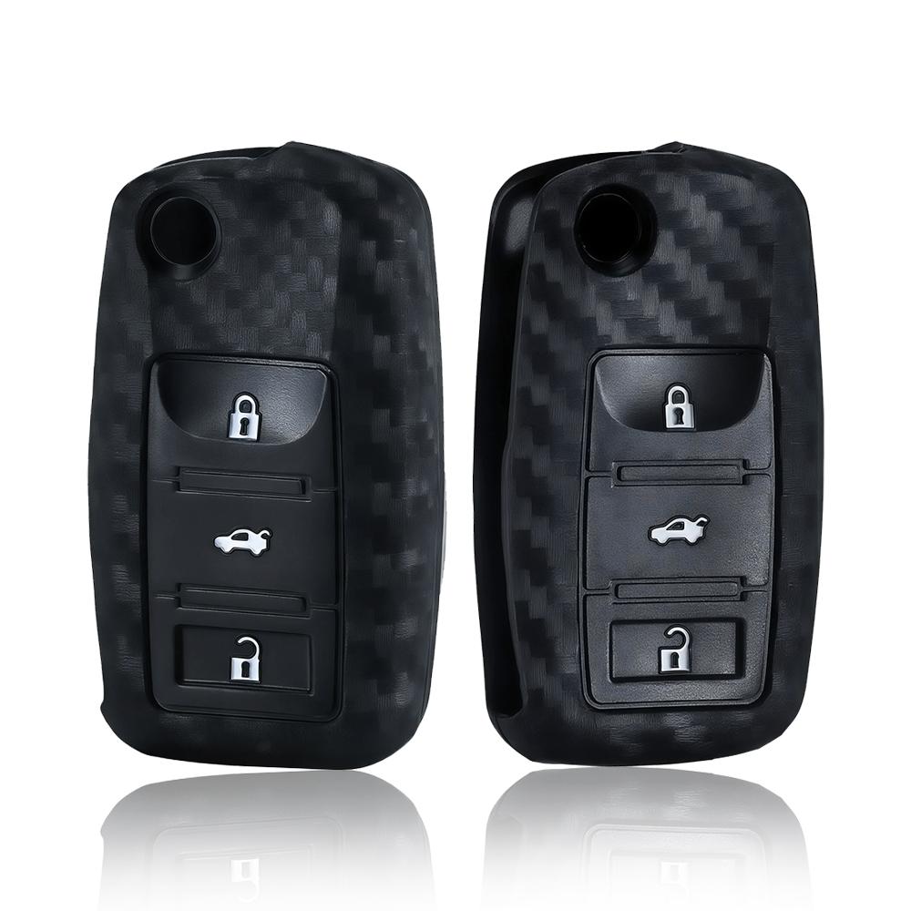 Silicone Carbon Fiber Car Key Case Cover For Vw Volkswagen Polo Golf Passat Beetle Tiguan Seat Leon Altea Skoda Octavia Kodiaq