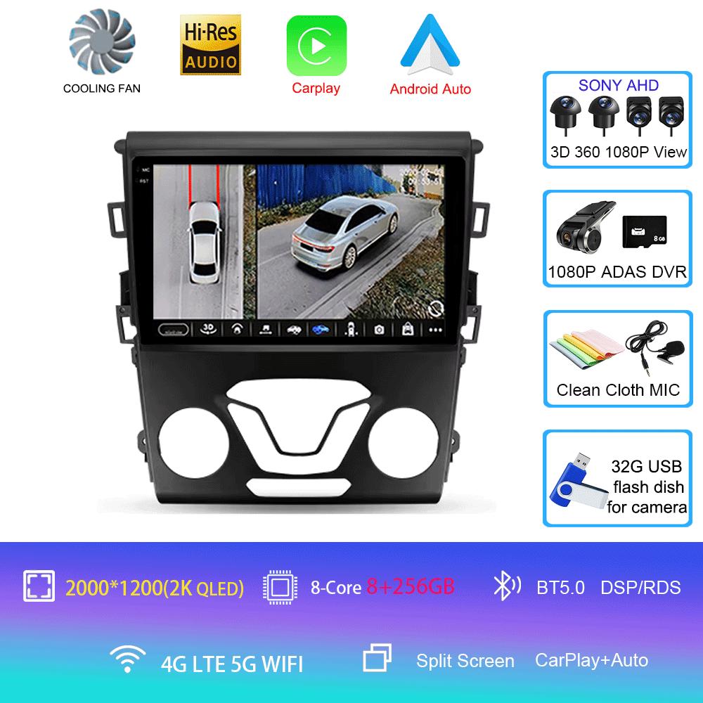 Car Radio Android 14 Carplay Auto 4G WIFI GPS For Ford Mondeo 5 Fusion 2012-2019 Multimedia Player Video Stereo Head Unit 2din