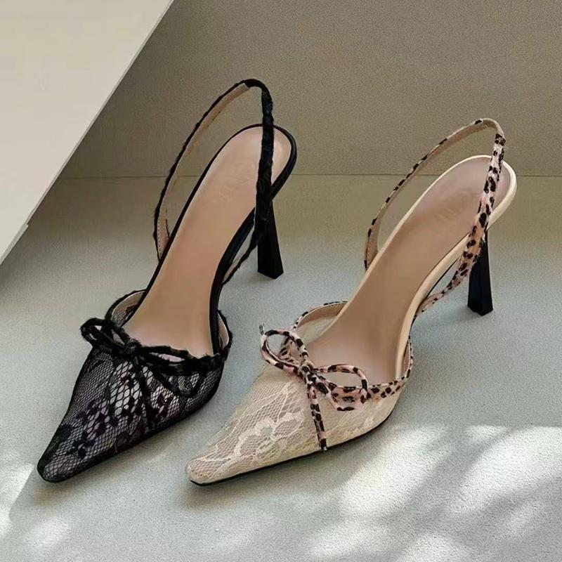 Fashion Designer Bow Women High Heels Shoes Lace Elegant Heeled Sandals Woman Shoes Summer 2025 Pumps Fashion Sexy Sandalias De Mujer