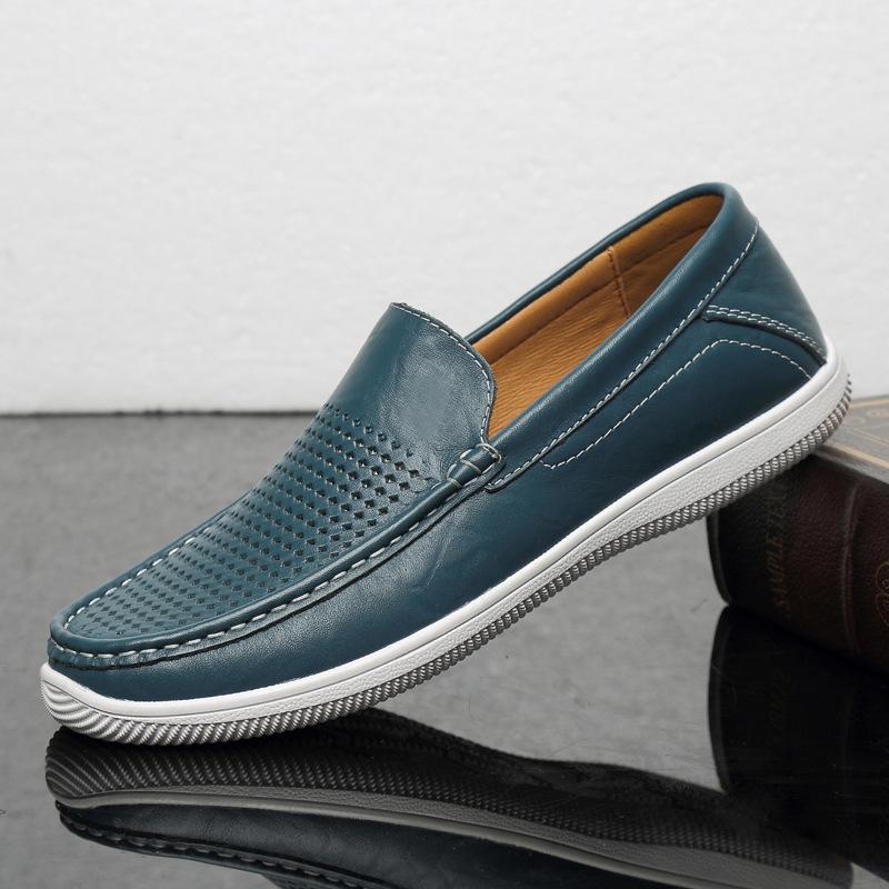 Men's shoes 2025 summer new men's soft-soled one-pedal lazy shoes light luxury comfortable wear-resistant Doudou casual leather shoes