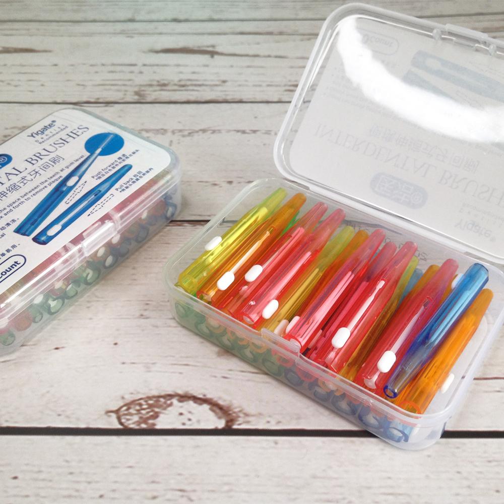 30Pcs Box Push Pull Interdental Brush Teeth Cleaning Orthodontics Oral Care Dental Tool Floss Toothpick Orthodontic Tooth Brush