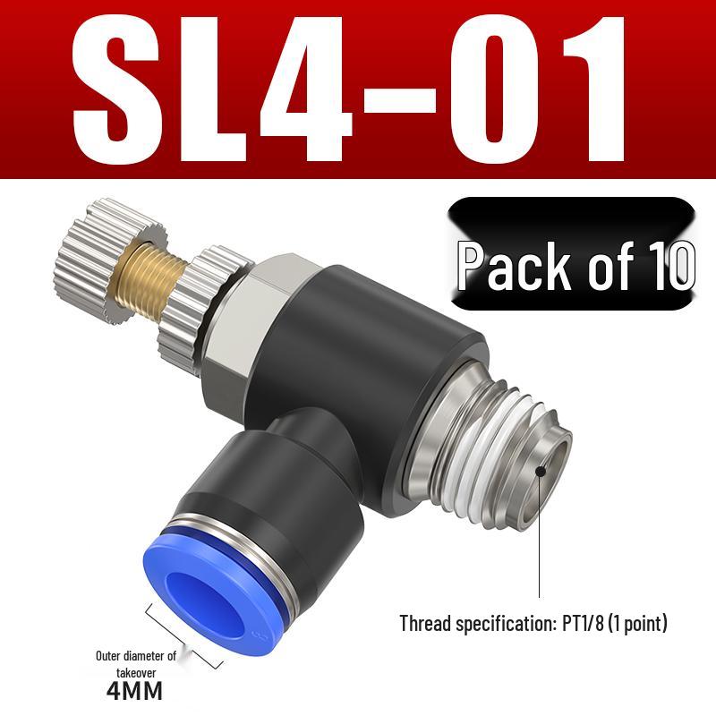 Adjustable Pneumatic Throttle and Speed Control Valve with Quick Connector for Air Tubes SL4 6 8-M5-01-02