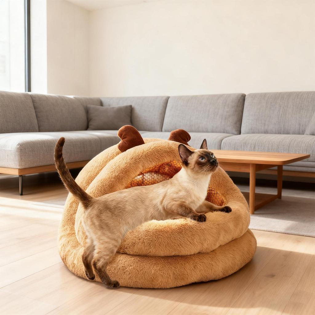 Christmas Cat Bed Washable Cold Weather Christmas Reindeer Shape Cat House For Small Medium Large Breeds Living Room Bedroom