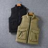 Men Plus Size Workwear Padded Vest Men Thick Warm Sleeveless Jackets Men Cotton‑Padded Outerwear Gilet Male Soild Color Waistcoat