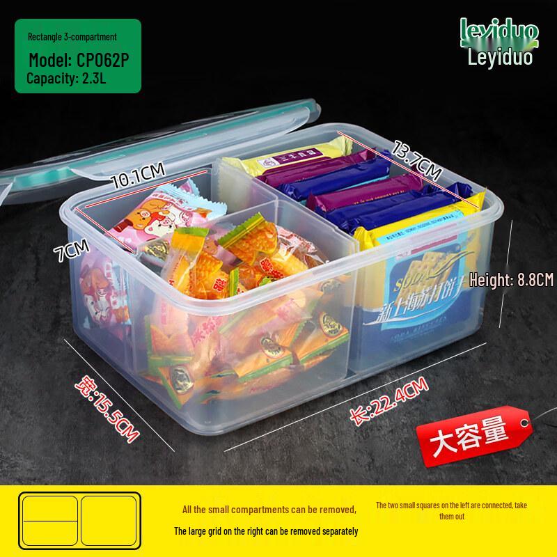 ZISIZ Multi-Compartment Plastic Refrigerator Storage Container