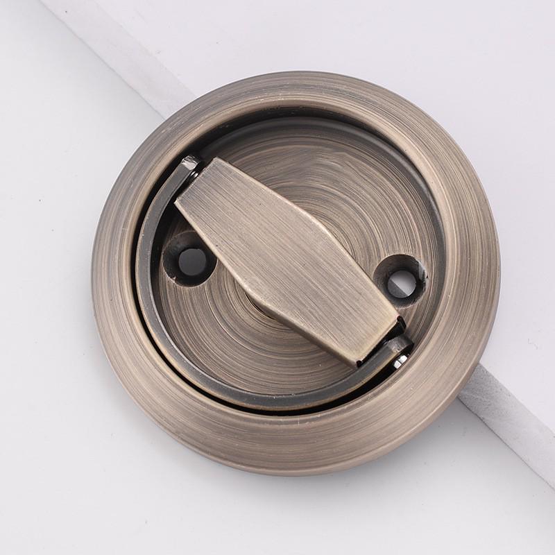 Stainless Steel Invisible Door Lock with Pull Ring, Single/Double-Sided Mounted Round Handle.