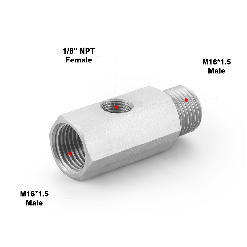 Oliedruksensor T-stuk Adapter Turbo Toevoer Leiding Meter Vrouwelijk naar 1/8 NPT Zijpoort Roestvrij Staal Slang T-stukken