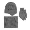 Winter scarf warm three-piece set, velvet outdoor thickened ear protection knitted hat scarf gloves three-piece set